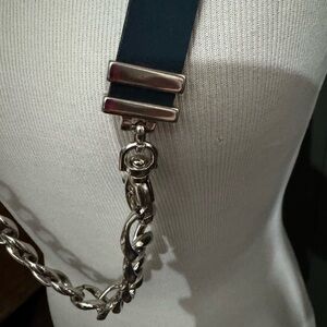 Albatros navy Belt with silver Chunky Curb Chain Design